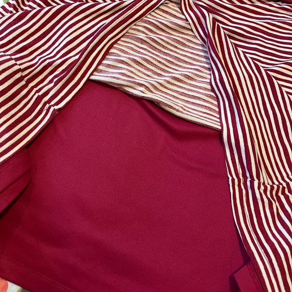 ANN TAYLOR LOFT Dress Size L Horizontal Stripes Red and White - Picture 7 of 10